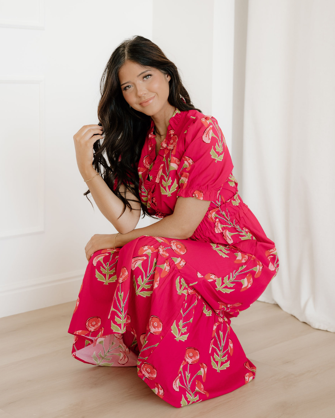 Neve Frilled V Neck Short Sleeve Ruffle Maxi Dress