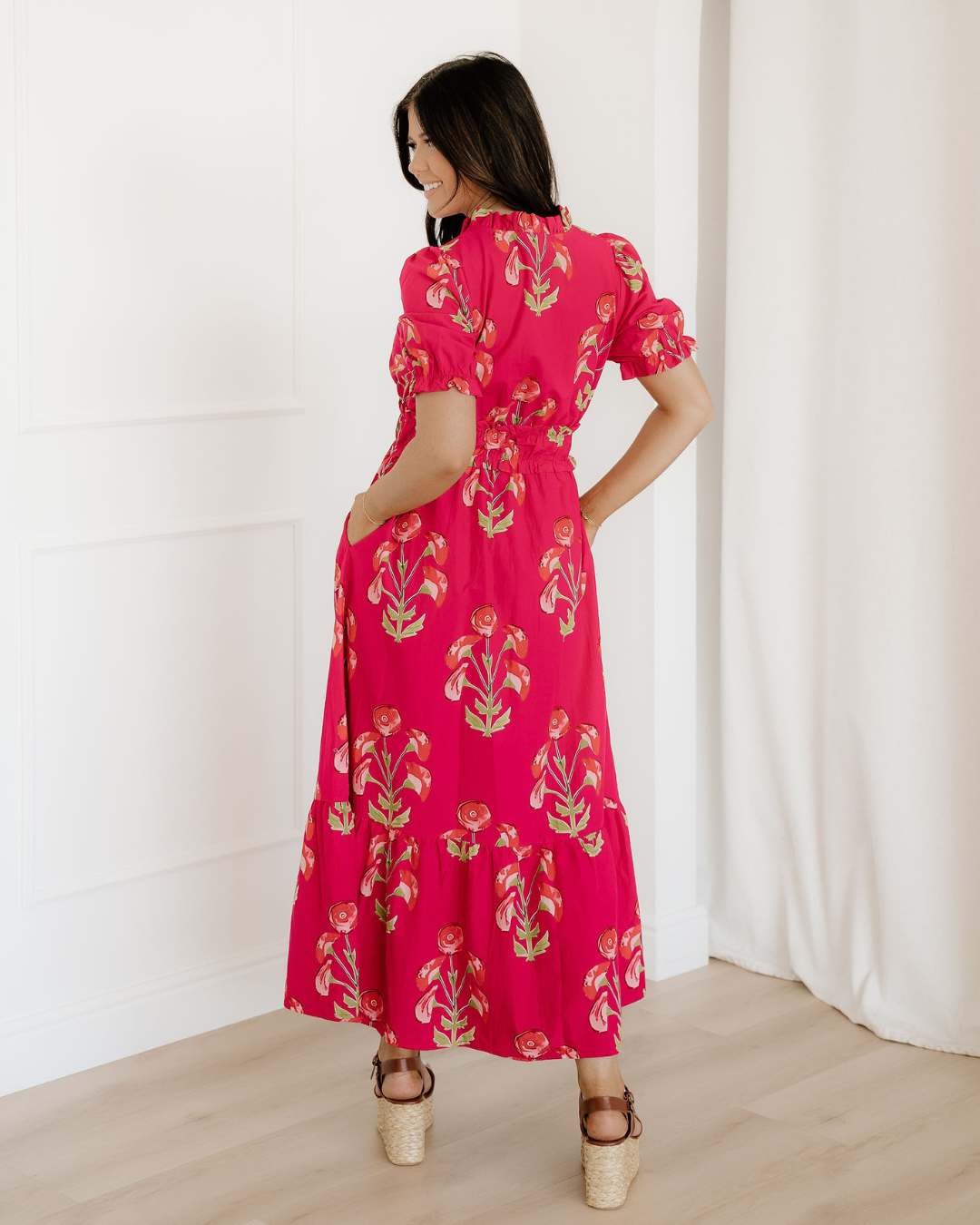 Neve Frilled V Neck Short Sleeve Ruffle Maxi Dress