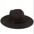C.C Women's Faux Leather String Paper Straw Panama Hat Sun