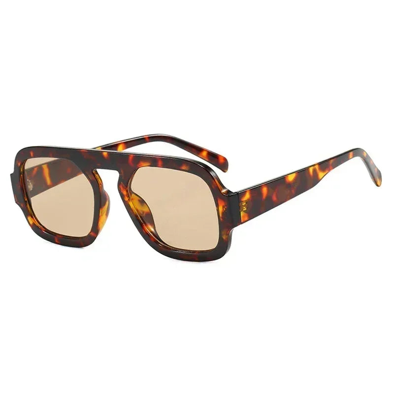 DOHOHDO 2025 Fashion Square Sunglasses Women New Retro Black Brown Thick Frame Pilot Sun Glasses Woman Chic Polygon Shades UV400
