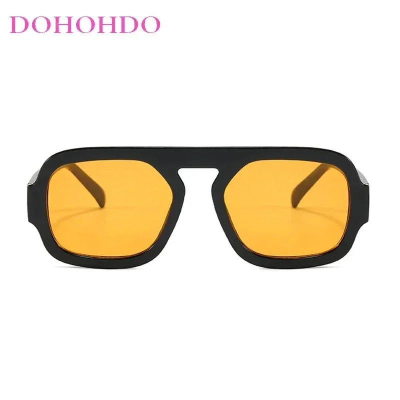 DOHOHDO 2025 Fashion Square Sunglasses Women New Retro Black Brown Thick Frame Pilot Sun Glasses Woman Chic Polygon Shades UV400