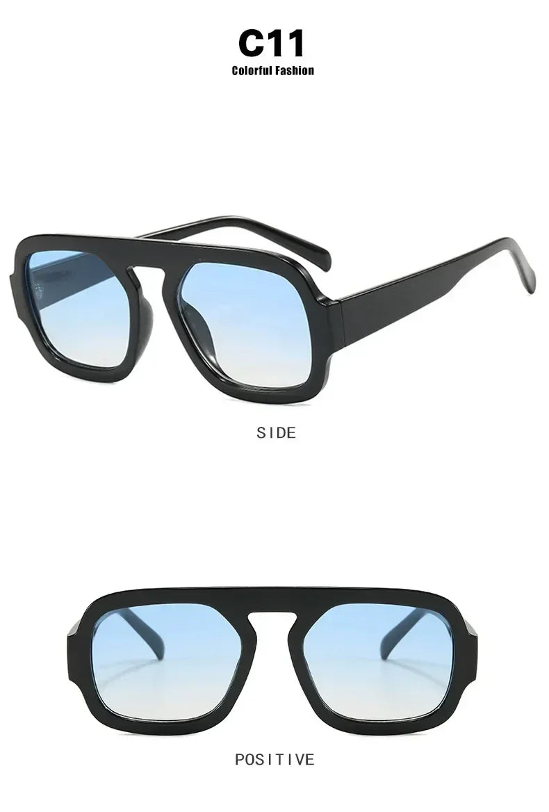 DOHOHDO 2025 Fashion Square Sunglasses Women New Retro Black Brown Thick Frame Pilot Sun Glasses Woman Chic Polygon Shades UV400