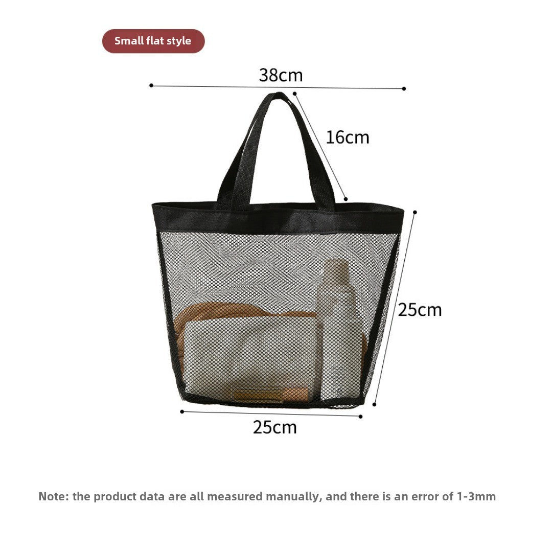 Mesh Shower Tote Bag, Portable Beach Bag, Summer Travel Large Capacity Portable Mesh Tote Bag, Foldable Wash and Makeup bag large